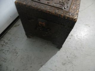 Large Vintage Hand Carved Chinese Camphor Wood Storage Trunk Hope Chest 4