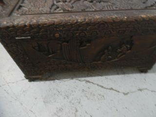 Large Vintage Hand Carved Chinese Camphor Wood Storage Trunk Hope Chest 7