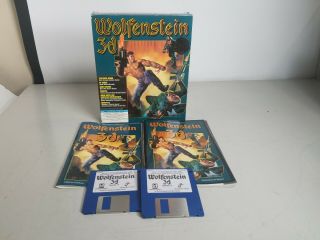 Vintage Wolfenstein 3D IBM 3.  5 Floppy Discs Big Box PC Game 3