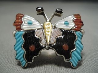 One Of The Best Vintage Zuni Native American Turquoise Butterfly Ring