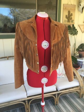 Vtg H&d Women’s Leather Jacket With Fringe Australia Sydney Medium Short In Back