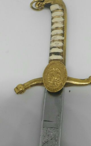 Vtg Rarity miniature letter opener,  Mexican military college sword 3