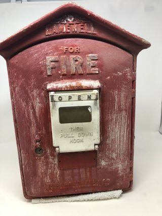 Vintage Gamewell Fire Department Alarm Call Box House Pull Station Wires Bottom