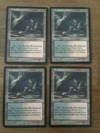 4x Bloodstained Mire - Onslaught - Mp/hp Mtg Fetch Legacy Vintage R/b Rare