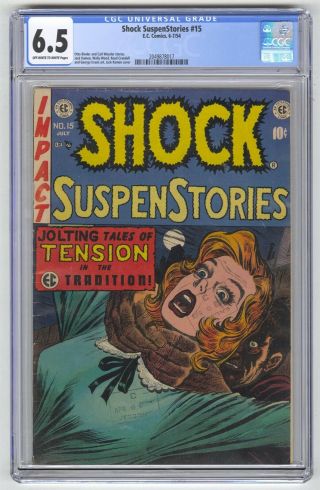 Shock Suspenstories 15 Cgc 6.  5 Vintage Ec Comic Strangulation Cover Gold 10c