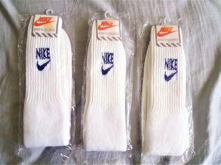 Vintage Nike Socks Old Logo Size 10 - 13 Rare Blue Nos 1970s 1980s