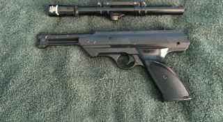 Vintage Daisy Model 188 Bb Gun Pistol All Black With Powerline 4x15 Scope & Bbs