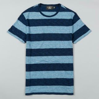 Rrl Ralph Lauren Striped Slub Tee Dark Blue Indigo T - Shirt Medium Nwt