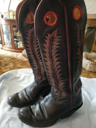 Vintage Tony Lama 18 " Tall Buckaroo Western Cowboy Boots Size 11 D Style 4807