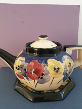 Rare Royal Doulton Teapot And Stand Sought After Pansies Pattern
