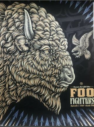 Foo Fighters - Rare2018 Todd Slater Foil Edition Poster From Seattle Safeco Field