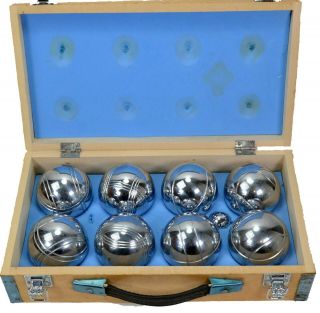 Vintage Steel Bocce Ball Set Obut French Petanque Boule Mid Century Modern