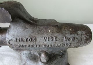 Vintage Early 1941 - 42 WILTON Bullet Vise No.  3 CHICAGO w/ Swivel Base 2