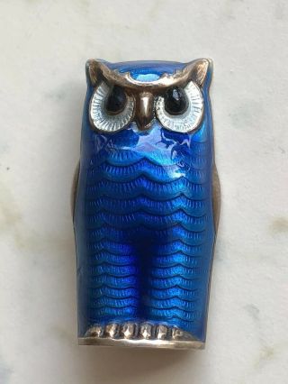 Vintage David Andersen Owl Sterling Silver,  Enamel Owl Brooch / Badge
