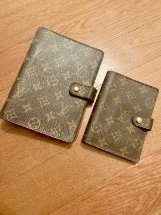 Authentic Louis Vuitton Agenda Mm And Pm Vintage Mono Brown Planner Cover
