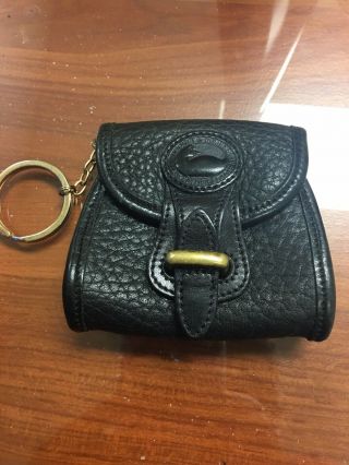 Vintage Dooney And Bourke Essex Coin Pouch / Key Ring Solid Black U.  S.  A.