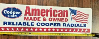 Vintage Cooper Tires American Made Double - Sided Metal Sign 38 " Rare
