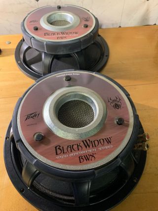 Set Of 2 Peavey Black Widow 1208 Bwx 12” 8 Ohm Subwoofer Speaker Vintage