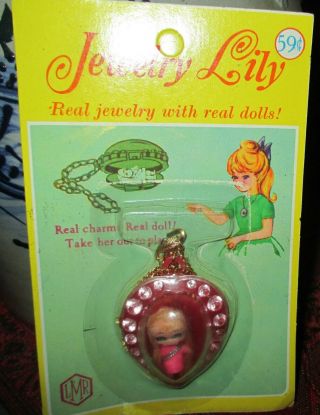 Vintage Jewelry Lily On Unpunched Card Tiny Doll In Charm Bracelet Lmr Co.