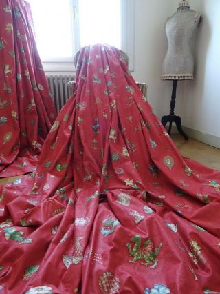 Osborne & Little Curtains Shabby Heraldic Chic " Spangle " Toile Rare,  3m Long