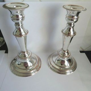 Heavy Vintage Silver Plate On Copper Candlesticks 7.  75 Inches Gleaming