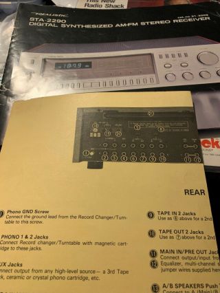 Vintage Realistic STA - 2290 Digital Synthesized AM - FM Stereo Receiver Dual Phono 12