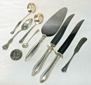 (8) Vintage Sterling Silver Flatware Knives Spoons 305g Wallace Webster Towle Ex