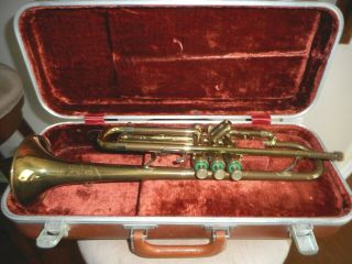 Vtg Olds Ambassador Brass Trumpet - Fullerton,  Ca W Case,  Mouthpiece Ser 366079