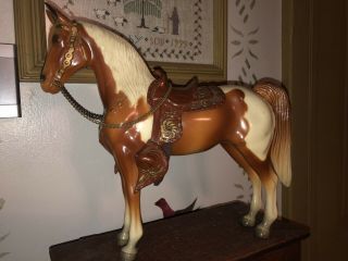 Vintage Breyer 56 Glossy Palomino Pinto Western Horse Brown Snap Saddle 1950s