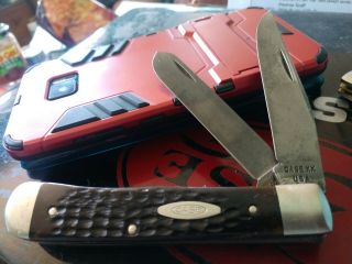 Case Xx Vintage 6254 ‘trapper 1 Dot 1979 Red Green Bone Pocket Knife Knives
