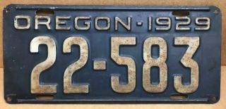 Rare Oregon License Plate 1929 Vintage Orginal 22 583