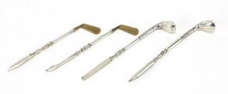 Manicure/Vanity Set of 4 Sterling Silver Golf Clubs 2