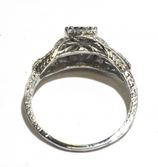 Platinum.  29ct SI1 H round diamond vintage art deco engagement ring 3g estate 4