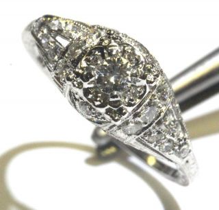 Platinum.  29ct SI1 H round diamond vintage art deco engagement ring 3g estate 5