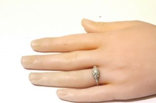 Platinum.  29ct SI1 H round diamond vintage art deco engagement ring 3g estate 7