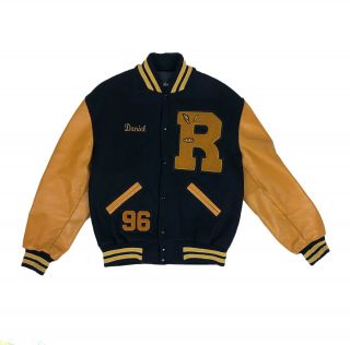 Roosevelt High Vintage 90s Xl Letterman Varsity Jacket Wool Leather Settlemiers