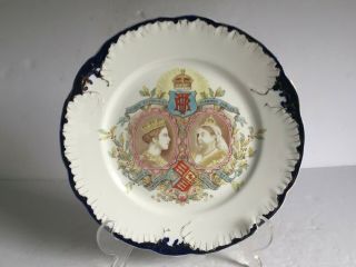 Antique Queen Victoria Diamond Jubilee Wedgwood Semi Porcelain Plate C1897