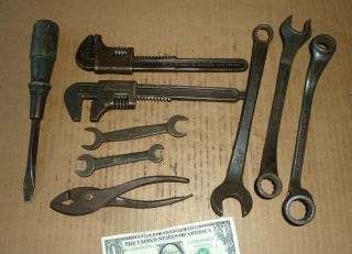 Vintage 9 Ford Script Tool,  Old Model T A Car,  Truck Kit,  Pliers,  Wrenches,  Different