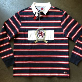 Nwt Mens Tommy Hilfiger Jeans Vintage 90s Styled Big Crest Logo Rugby Shirt Sz L