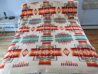 Vintage Pendleton,  Beaver State South West Print Wool Blanket.  76 X 62 (0387).