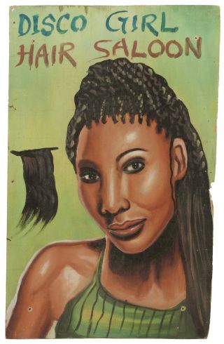 Vintage Ghana Shop Sign African Art Barber Signboard Hair Saloonwest Africa