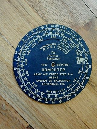 Vintage Time Distance Computer Army Air Force Type D - 4