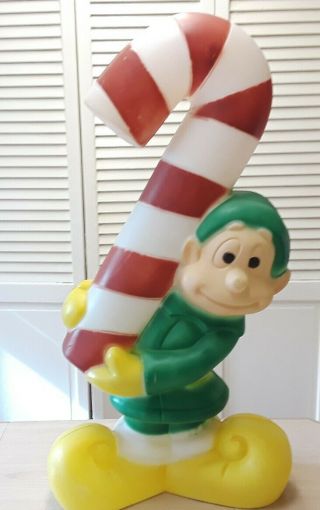 Christmas Elf Holding Candy Cane Blow Mold - Empire - Vtg - 32 " Ht.  - No Cord