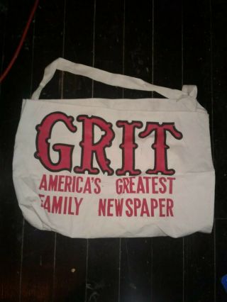 Vintage Newspaper Bag Grit Newspaper Cloth Delivery Bag 2 Sided Advertising