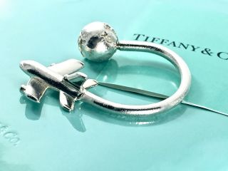 Vtg Tiffany & Co.  Sterling Silver Airplane Globe Key Ring Keyring 18.  8gr 190116j