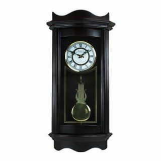 Bedford 25 " Weathered Chocolate Cherry Grandfather Wall Clock With Pendulum&chime