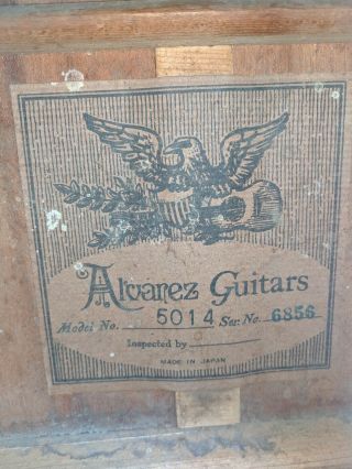 Vintage 1970’s Alvarez 5014 Acoustic Guitar. 3