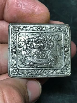 Antique Dutch Repoussé 800 Silver Stamp,  Pill,  Snuff Box With Makers Mark S/w