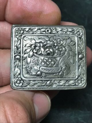 Antique Dutch Repoussé 800 silver stamp,  pill,  snuff box with makers mark S/W 2
