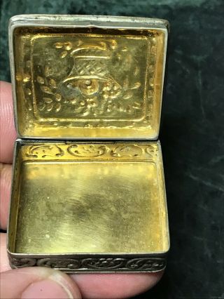 Antique Dutch Repoussé 800 silver stamp,  pill,  snuff box with makers mark S/W 3